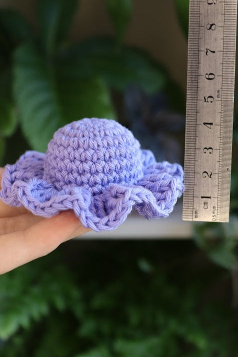 Crochet Blue Hat with Wavy Brim