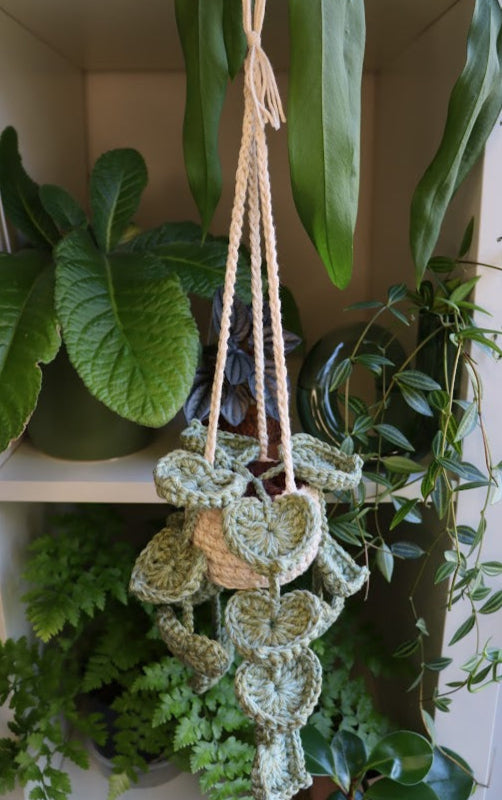 Double Strand Crochet Heart Leaf Plant