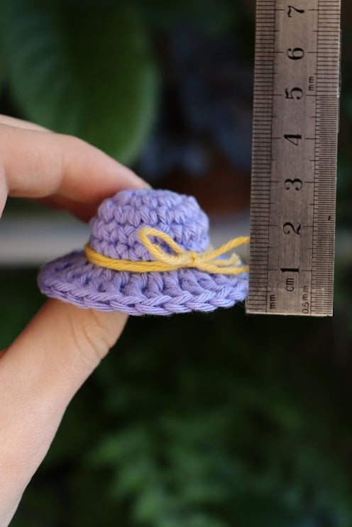 Small Blue Hat with Yellow Bow