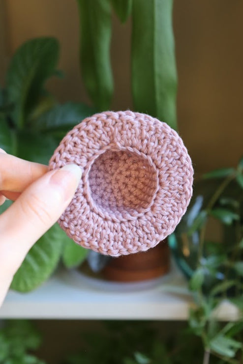 Crochet Purple Hat with Pink Bow
