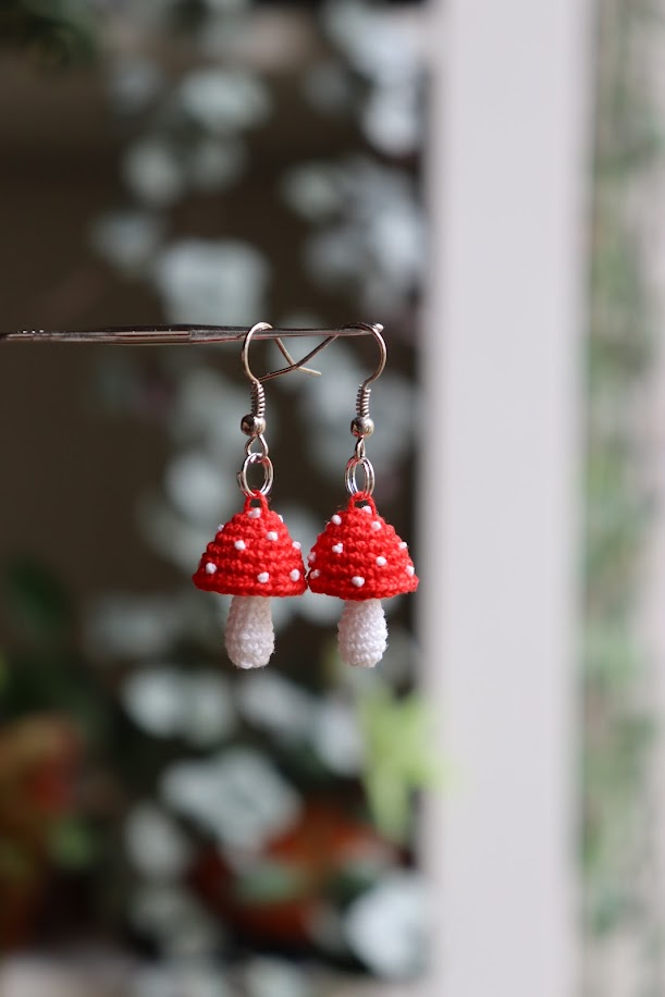 Crochet Mushroom Earrings