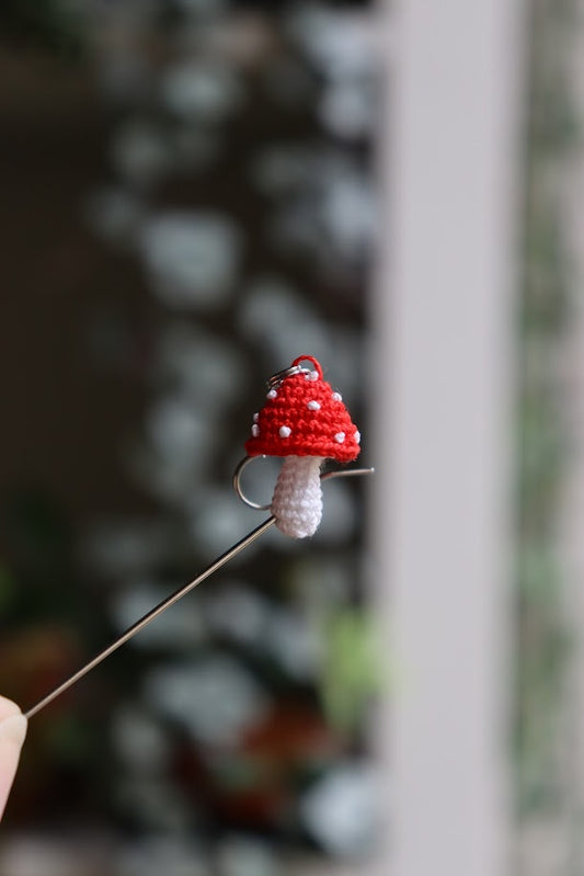 Crochet Mushroom Earrings