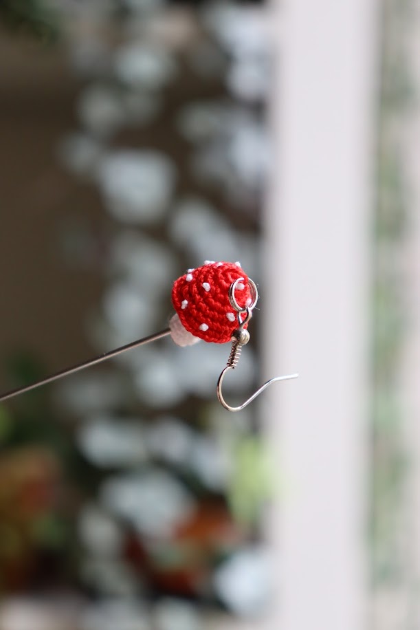 Crochet Mushroom Earrings