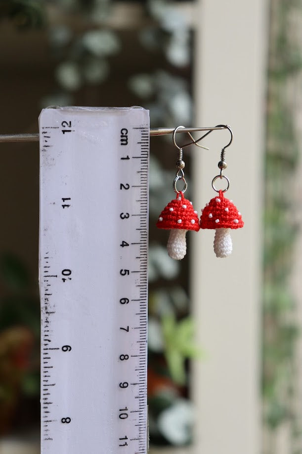 Crochet Mushroom Earrings