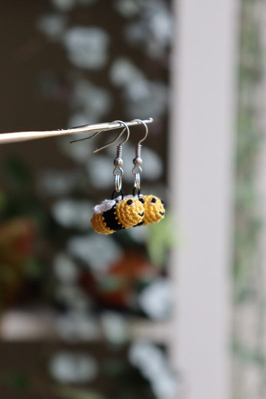 Crochet Bee Earrings
