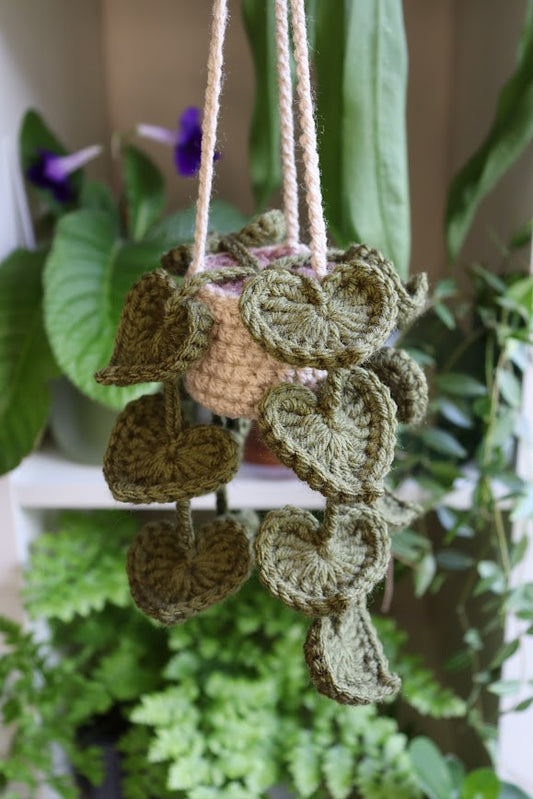 Crochet Dark Green Heart Leaf Plant