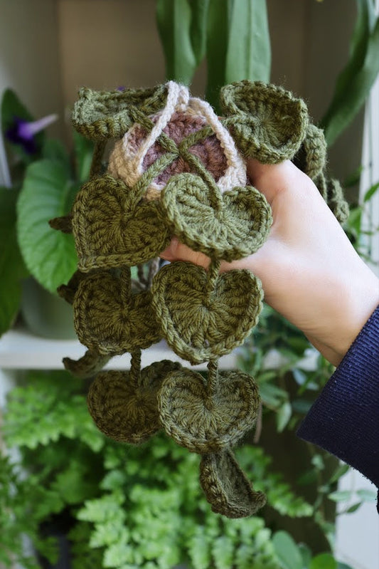 Crochet Dark Green Heart Leaf Plant
