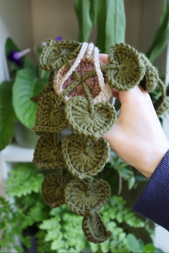 Crochet Dark Green Heart Leaf Plant