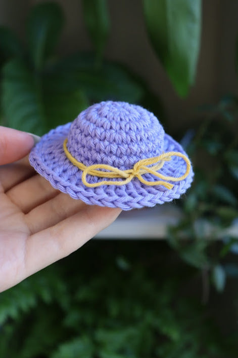 Crochet Blue Hat with Yellow Bow