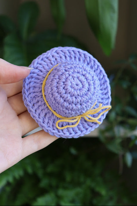 Crochet Blue Hat with Yellow Bow