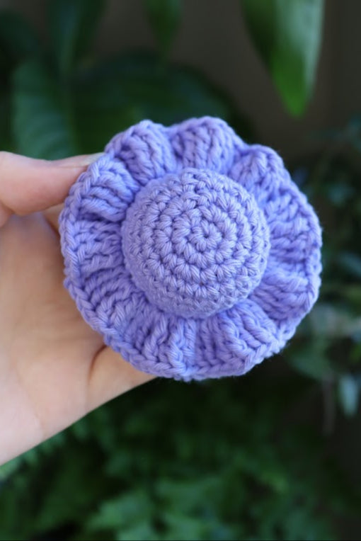 Crochet Blue Hat with Wavy Brim