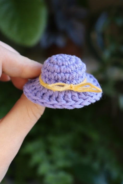 Small Blue Hat with Yellow Bow