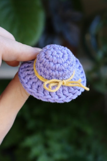 Small Blue Hat with Yellow Bow