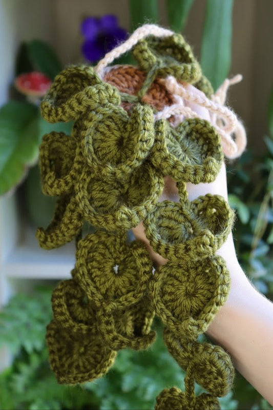 Crochet Dark Green Heart Leaf Plant