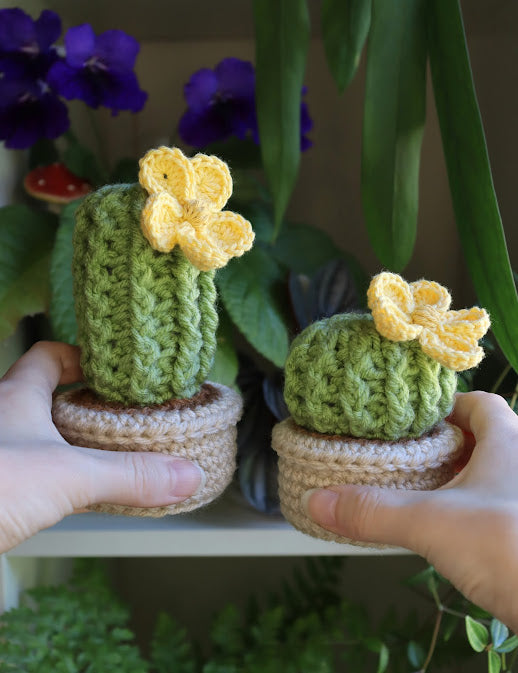 Crochet Smaller Yellow Flower Cactus