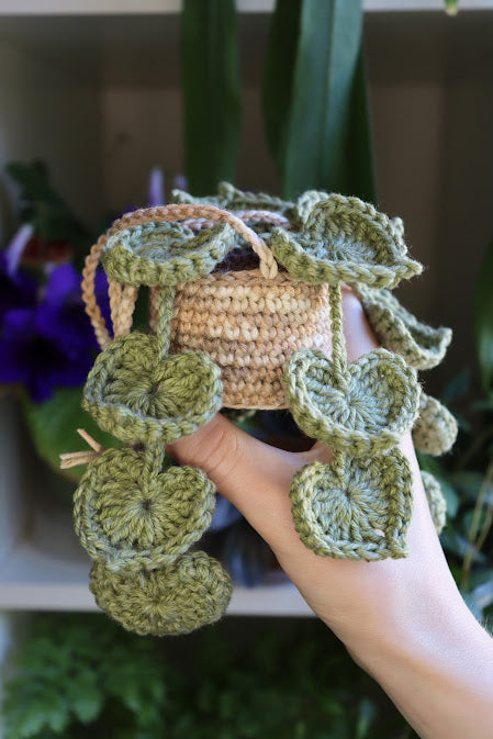 Crochet Heart Leaf Hanging Plant