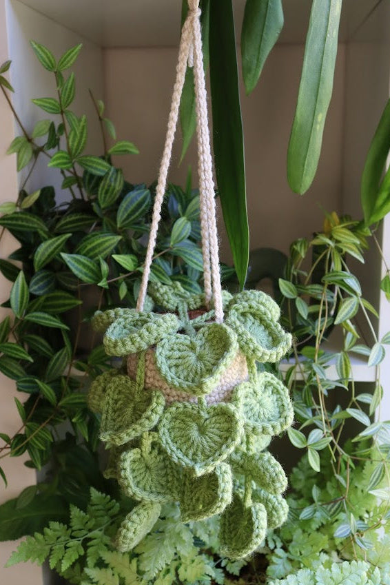 Crochet Big Heart Leaf Hanging Plant